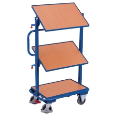 VARIOfit Beistellwagen mit 3 offenen Holzböden, neigbar 610x410mm