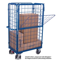 VARIOfit Längswand, hoch und halb abklappbar für Paket-/ Etagenwagen 1200x800mm