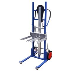 VARIOfit Materialheber inkl. verstellbarer Gabelzinken mit Bereifung aus thermoplastischem Gummi Enzianblau