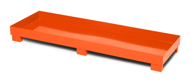 RR Industrietechnik Auffangwanne aus Stahl für 4x 200 Liter Fass ohne Gitterrost BxTxH 2400x800x240mm RAL 2004 reinorange