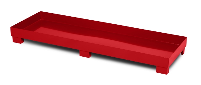 RR Industrietechnik Auffangwanne aus Stahl für 4x 200 Liter Fass ohne Gitterrost BxTxH 2400x800x240mm RAL 3000 feuerrot