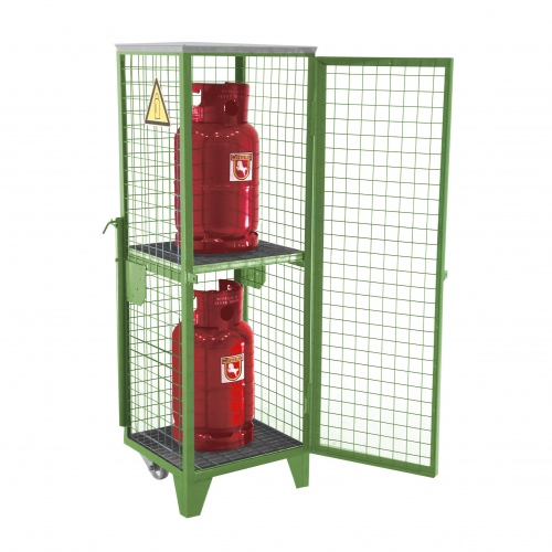 Bauer Gasflaschen-Depot GFD-R 2, Resedagrün, 2 Türen, Drahtgitter für 2x 11 kg-Gasflaschen