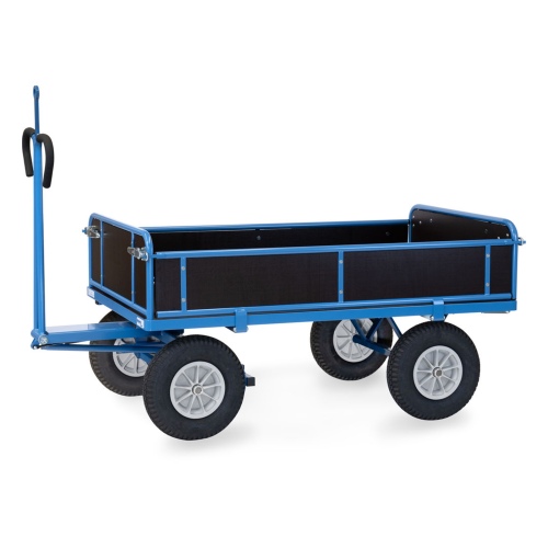Fetra Handpritschenwagen mit Zugöse, Bordwänden und Polyurethanbereifung, 1540x840mm Ladefläche 750kg Tragkraft