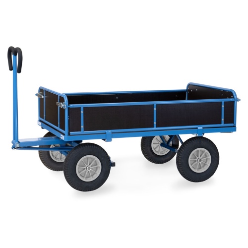 Fetra Handpritschenwagen mit Bordwänden und Polyurethanbereifung, 1540x840mm Ladefläche 750kg Tragkraft