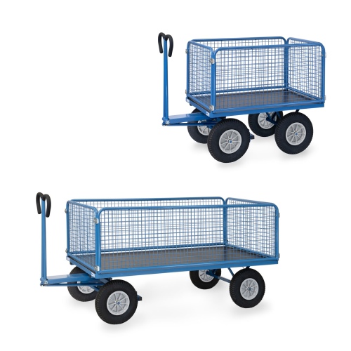 Fetra Handpritschenwagen mit Drahtgitterwänden und Polyurethanbereifung