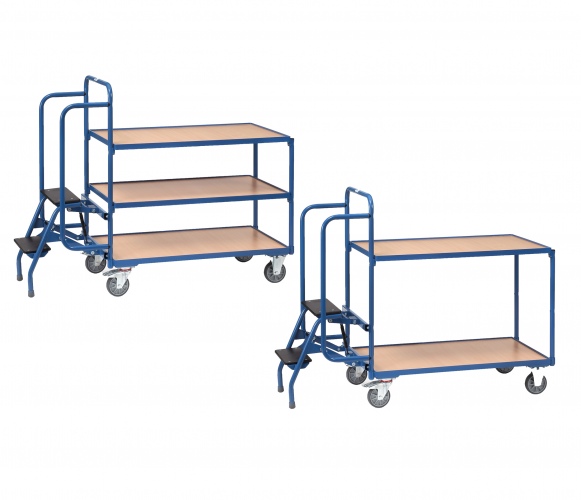 Fetra Kommissionierwagen mit Trittstufen 2-3 Etagen Buchendekor