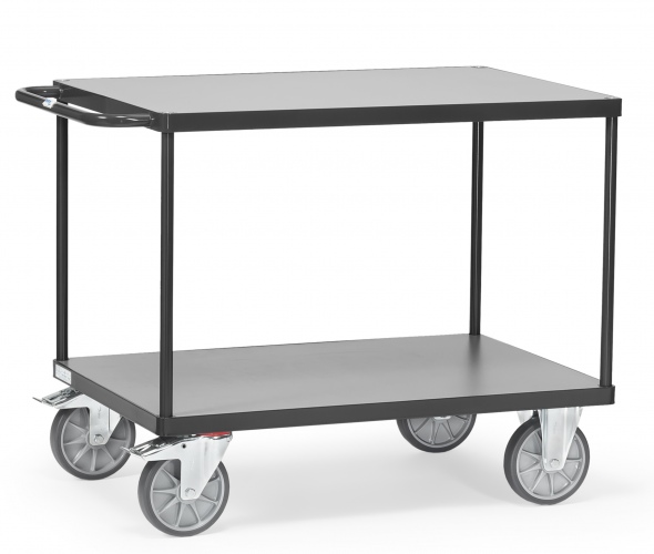 Fetra Tischwagen mit Holzwerkstoffplatten 2 Etagen 1000x700mm Ladefläche Grey Edition