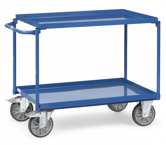 Fetra Tischwagen mit Stahlblechwannen 2 Etagen 1000x600mm Ladefläche