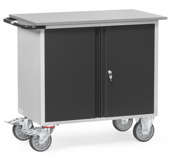 Fetra Werkstattwagen mit zweitürigem Schrank ohne Abrollrand Grey Edition