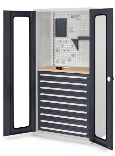 Kappes ®RasterPlan Schubladenschränke 1950x1000x600mm Sichtfenstertüren Modell 37 anthrazitgrau