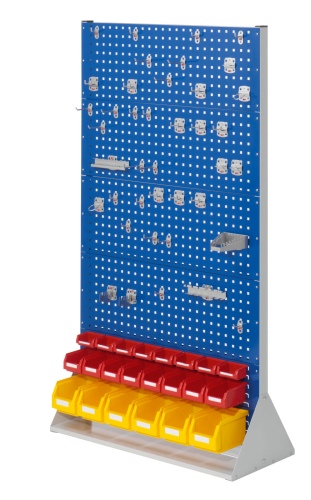 Kappes ®RasterPlan Stellwände doppelseitig Größe #5 - 8x Lochplatten 2x Schlitzplatten 1x Zubehörsortiment 62-teilig Enzianblau RAL 5010