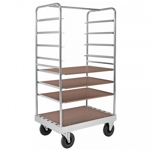 Kongamek Etagenwagen verzinkt 1900mm hoch mit 4 Ladeflächen 905x642mm aus MDF mit Bremse