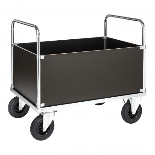 Kongamek Kastenwagen, verzinkt 1200x800x900mm mit Ladefläche und 4 Wänden mit Gummibereifung und Bremse