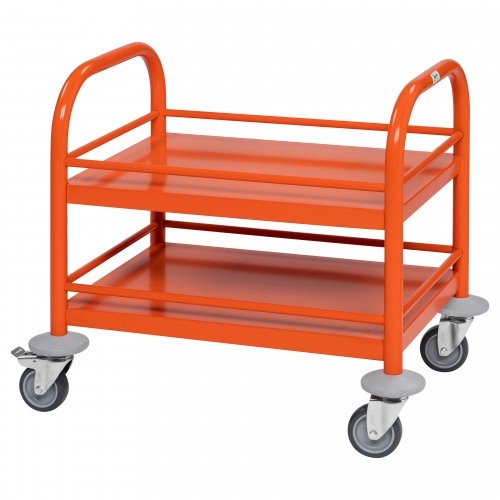 Kongamek Mini-Servierwagen 530x375x550mm 2 Etagen pulverbeschichtet in Orange mit Bremse