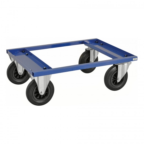 Kongamek Palettenwagen in blau 270mm hoch mit Bremse für Halbpaletten 800x600mm