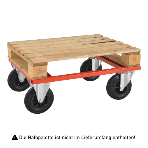 Kongamek Palettenwagen in rot 270mm hoch ohne Bremse für Halbpaletten 800x600mm