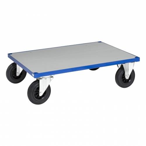 Kongamek Plattformwagen in blau mit verzinkter Ladefläche 1000x700x260mm Gummibereifung ohne Bremse