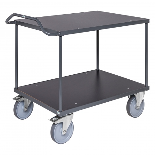 Kongamek ergonomischer Tischwagen in dunkelgrau 1110x700x965mm mit MDF-Platte, Gummibereifung und Bremse