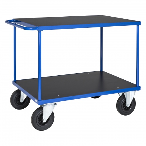 Kongamek Tischwagen in blau 870mm hoch mit MDF-Platte wahlweise mit Bremse