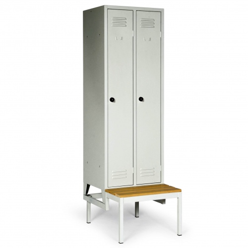Protaurus Kleiderschrank "Classico" untergebaute Sitzbank 2100mm hoch 2 Abteile je 300mm mit Sicherheitsriegeln