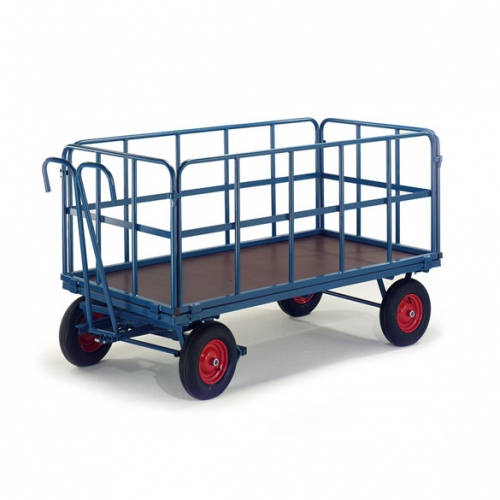 Rollcart Handpritschenwagen mit Rohrgitterwänden 1530x730x480mm Vollgummi
