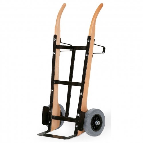 Rollcart Holzsackkarre -141- aus Buchenholz  1350mm hoch mit Vollgummi- oder Luftbereifung 370x140mm Stahlblechschaufel