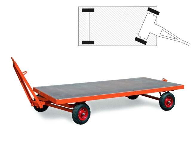 Rollcart Industrieanhänger mit 1-Achs- Drehschemel- Lenkung  2500x1250mm Luftbereifung 2000kg Tragkraft