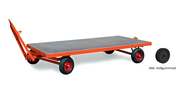Rollcart Industrieanhänger mit 1-Achs- Drehschemel- Lenkung  2000x1000mm Vollgummi 5000kg Tragkraft