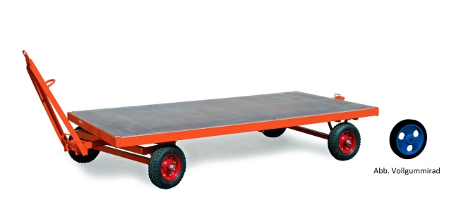 Rollcart Industrieanhänger mit 1-Achs- Drehschemel- Lenkung  2000x1000mm Vollgummi 3000kg Tragkraft