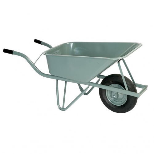 Rollcart Schubkarre aus Stahlrohr mit Luftrad und eckiger Stahlmulde 100l Volumen