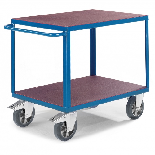 Rollcart Schwerer Tischwagen mit 2 Ladeflächen aus Siebdruckplatten 1200x800mm