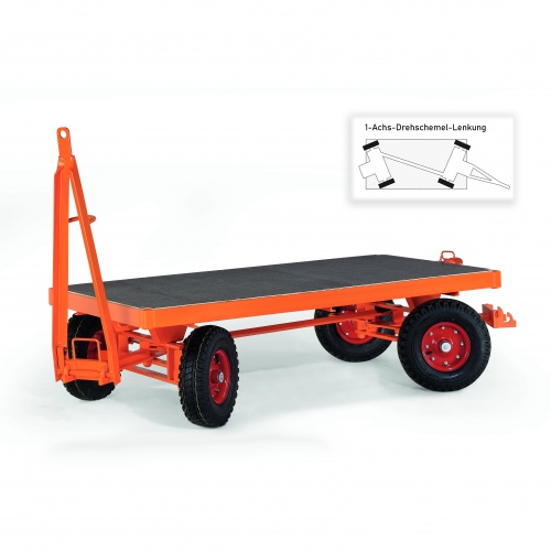 Rollcart Industrieanhänger mit 1-Achs- Drehschemel- Lenkung 2000-5000kg Tragkraft Vollgummi/Luftbereifung