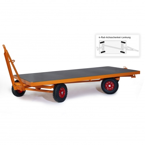 Rollcart Industrieanhänger mit 4-Rad- Achschenkel- Lenkung 2000-5000kg Tragkraft Vollgummi/Luftvereifung