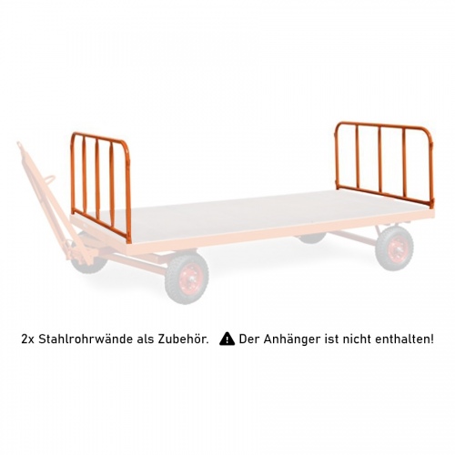 Rollcart 2 Stahlrohrwände, steckbar 750mm hoch für Industrieanhänger 2500x1250mm als Zubehör