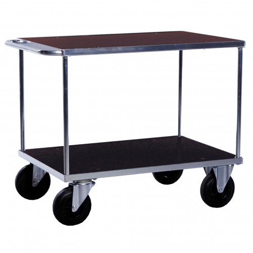 Rollcart Tischwagen, verzinkt mit 2 Ladeflächen aus Holzwerkstoffplatte 500kg Tragkraft