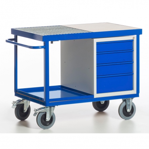Rollcart Umwelt-Werkstattwagen mit Schubladenschrank, Tischwanne und Auffangwanne