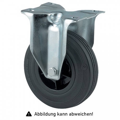 Rollcart Vollgummi-Bockrolle Ø250x60mm in schwarz 275kg Tragkraft mit Kunststoff-Felge