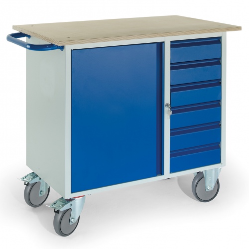 Rollcart Montagewagen mit 6 Schubladen und Stahlschrank