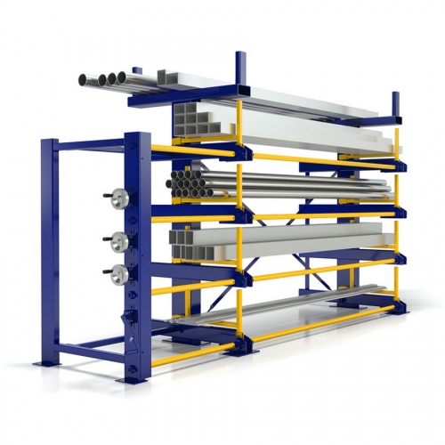 R+R Industrietechnik Roll-Aus-Regal einseitg Typ RRA-E25 1x4 Lagerebenen plus Dachablage 1500kg Traglast pro Arm