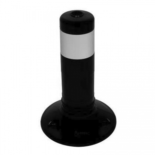 Schake Flexipfosten Ø80mm in schwarz mit weiß reflektierenden Streifen und Dübelbefestigung aus PUR 300mm hoch