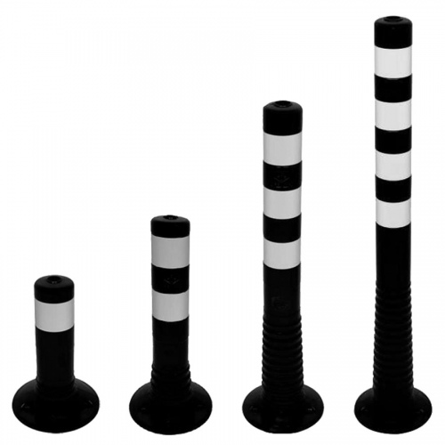 Schake Flexipfosten Ø80mm in schwarz mit weiß reflektierenden Streifen und Dübelbefestigung aus PUR 300-1000mm hoch