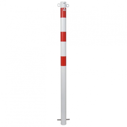 Schake Absperrpfosten aus Stahlrohr verzinkt Ø42x2,5mm mit aufgeschweißter Stahlkappe 900mm Überflur zum Einbetonieren mit Erdanker 2 Ösen