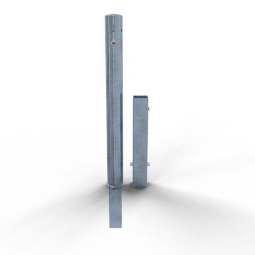 Schake Absperrpfosten herausnehmbar aus Stahlrohr verzinkt Ø89x2,9mm mit Profilzylinder und Stahlkappe 900mm Überflur
