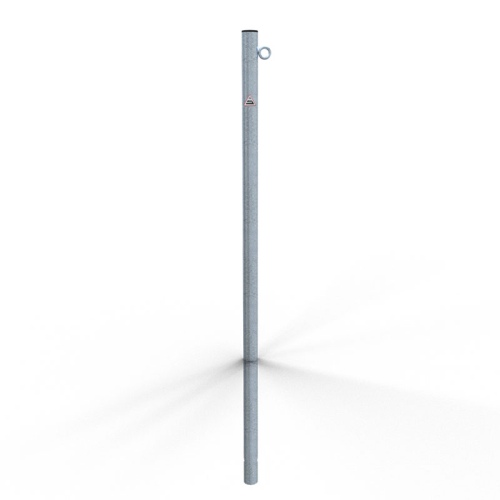 Schake Absperrpfosten aus Stahlrohr verzinkt Ø42x2,5mm mit Kunststoffkappe 900mm Überflur zum Einbetonieren mit 1 Öse