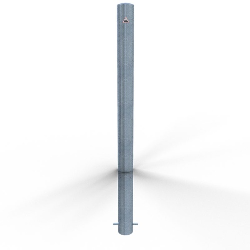 Schake Absperrpfosten ortsfest aus Stahlrohr verzinkt Ø89x2,9mm mit Dübelbefestigung und Stahlkappe 900mm Überflur