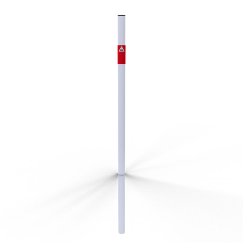Schake Absperrpfosten aus Stahlrohr verzinkt Ø42x2,5mm weiß mit rot reflektierenden Leuchtstreifen und Kunststoffkappe 900mm Überflur zum Einbetonieren ohne Öse
