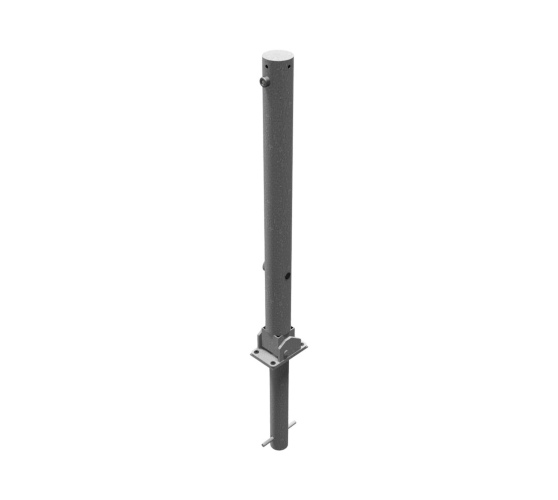 Schake Absperrpfosten umlegbar zum Einbetonieren aus Stahlrohr verzinkt Ø76x2,5mm mit Dreikantverschluss und Stahlkappe 900mm Überflur