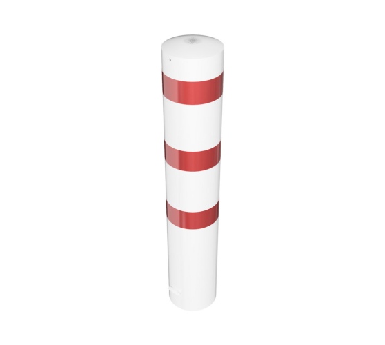 Schake Stahlrohrpoller ortsfest aus Stahlrohr verzinkt Ø273x5,0mm weiß mit rot reflektierenden Leuchtstreifen zum Einbetonieren 1500mm Gesamtlänge