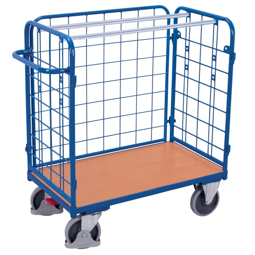 VARIOfit Paket-Dreiwandwagen, niedrig, seitlich vergittert Ladefläche 1200x800mm