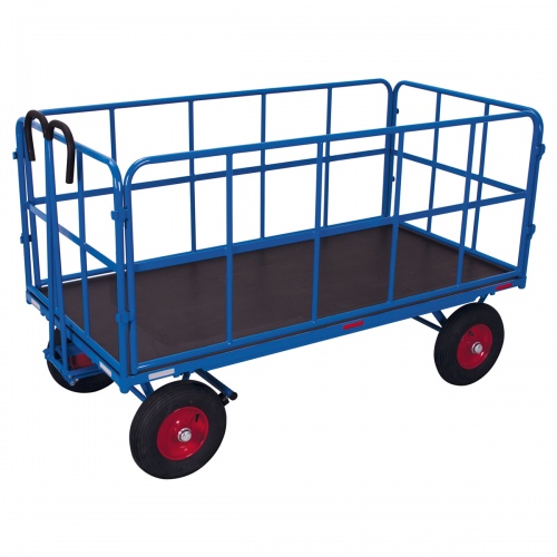 VARIOfit Handpritschenwagen mit 4 Rohrgitterwänden, bis 1250kg Traglast Luft-/ Vollgummibereifung